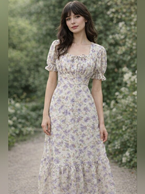 Vintage Dresses & Skirts - PHA-RIT Classic Closet Floral Embroidered Midi Dress
